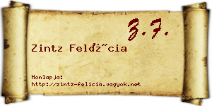 Zintz Felícia névjegykártya